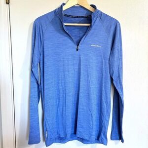 Eddie Bauer Motion Mens Small Blue FreeDry Quarter Zip Pullover Gorpcore Active
